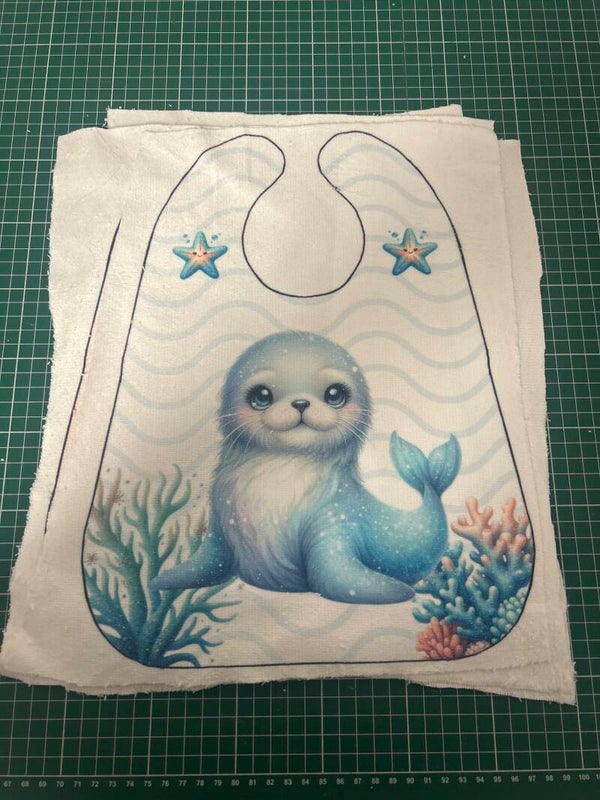 Panneau grand bavoir animaux marins Otarie EN STOCK