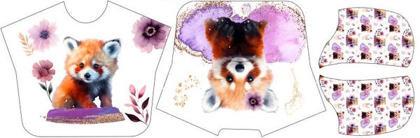 panneau poncho Panda Roux Fleuris