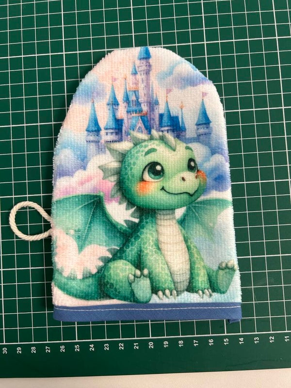 Gant de toilette dragon vert