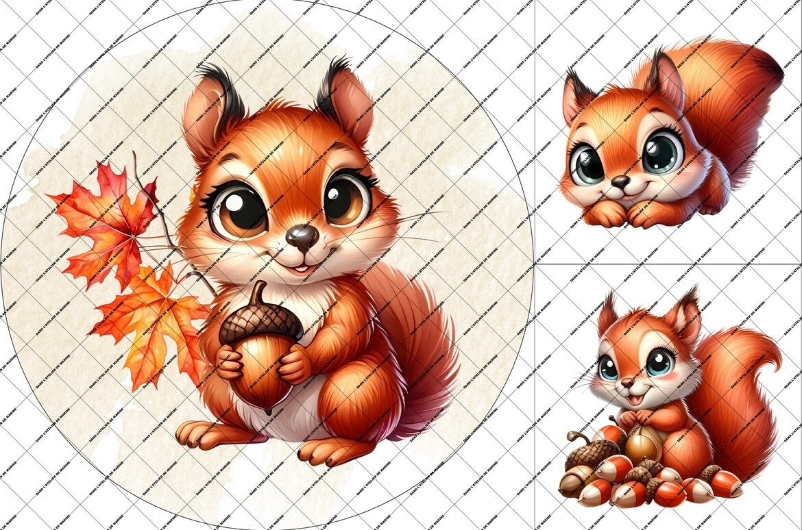 Panneau tapis rond + coussin Alfred l'Ecureuil