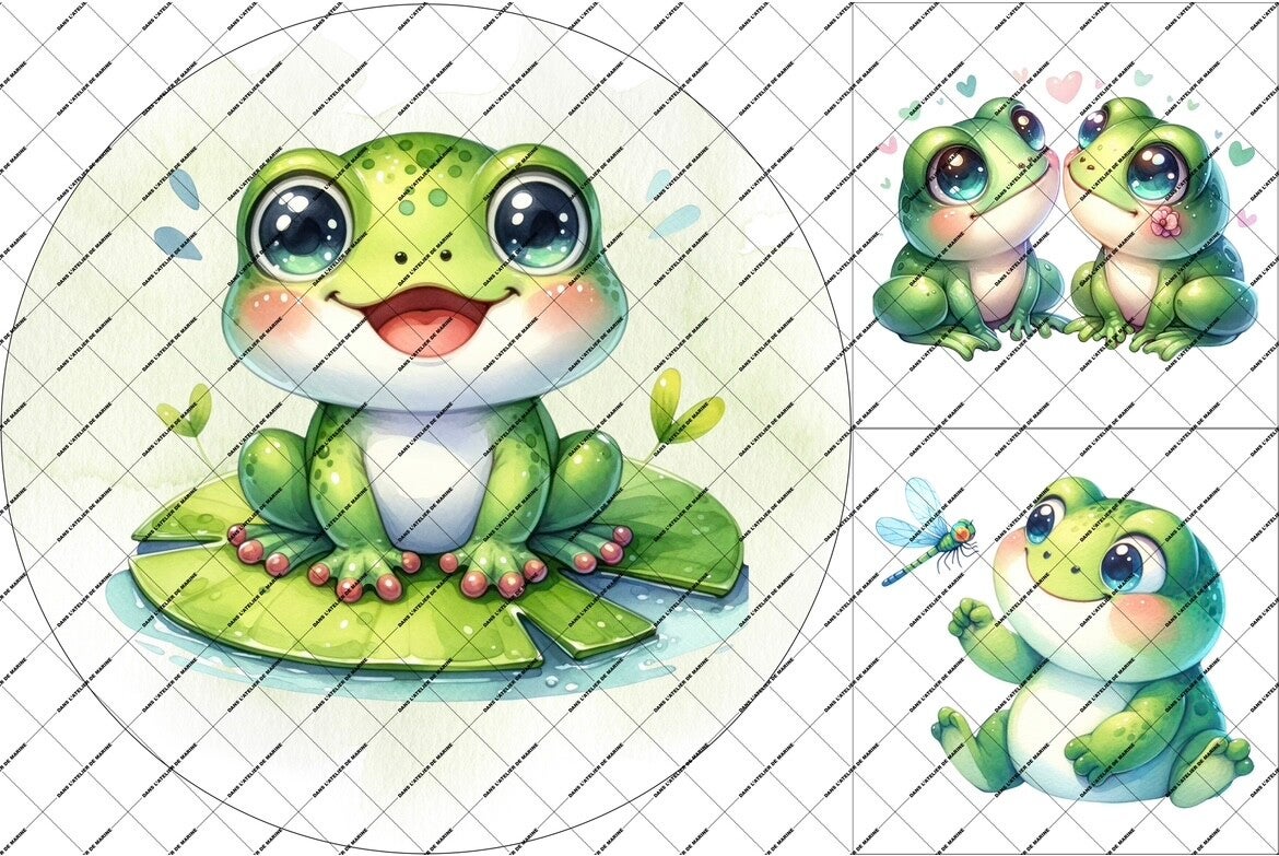 Panneau tapis rond + coussin Jasper la grenouille