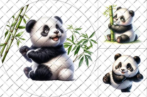 Panneau tapis rond + coussin Joyeux Panda