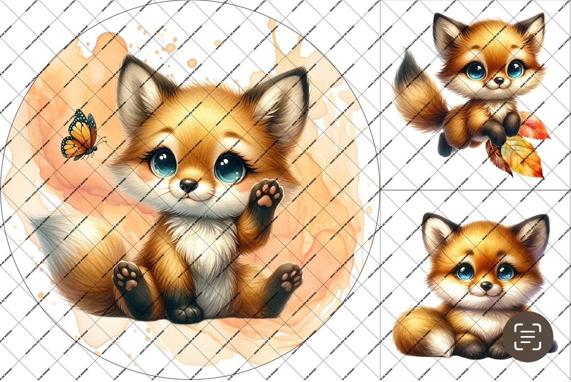 Panneau tapis rond + coussin Maple Fox