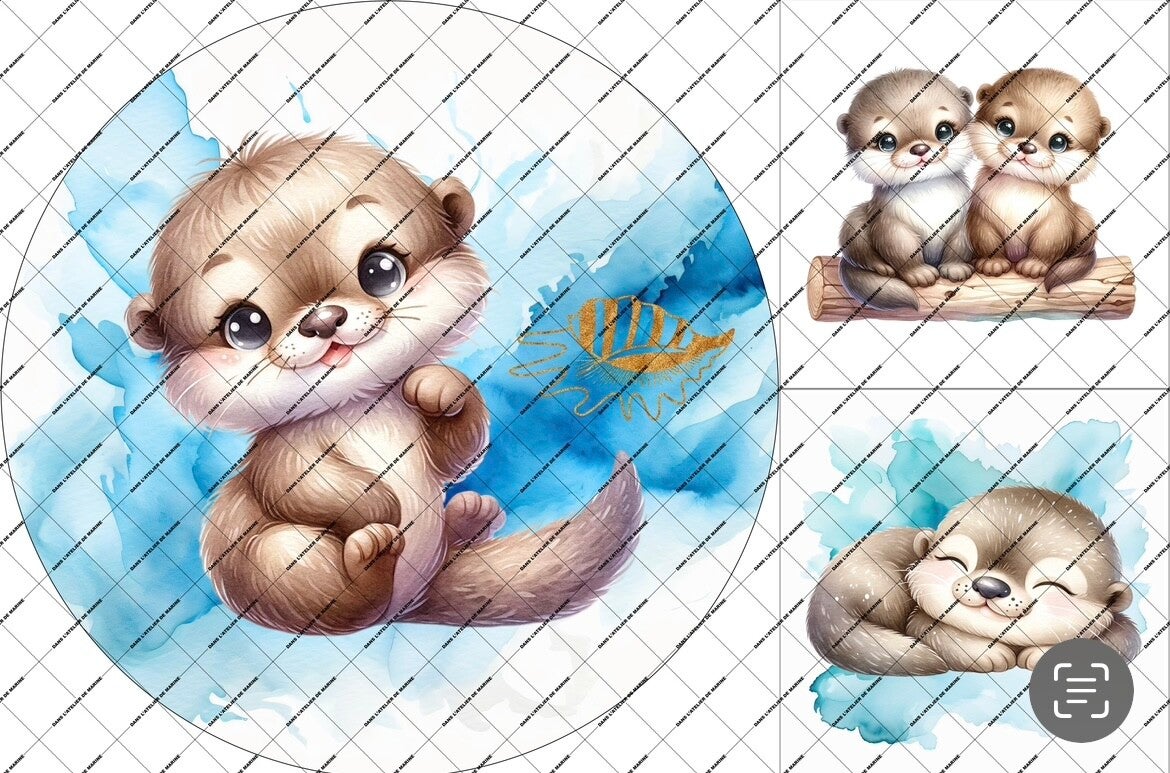 Panneau tapis rond + coussin Milo La Loutre