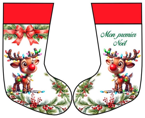 Chaussette de Noël "Mon premier Noël" Rodolph