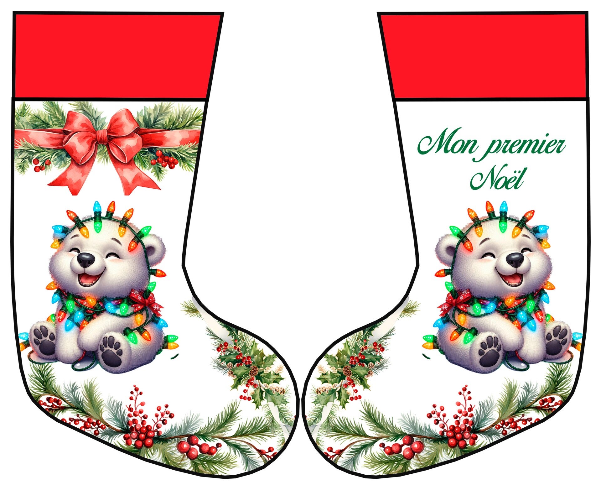 Panneau chaussette "mon premier Noël" Ourson