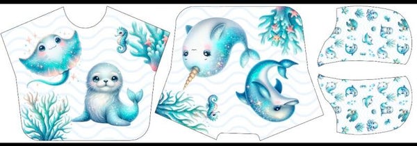 Panneau poncho de bain Animaux marins