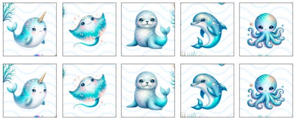 Panneau lingette Animaux marins