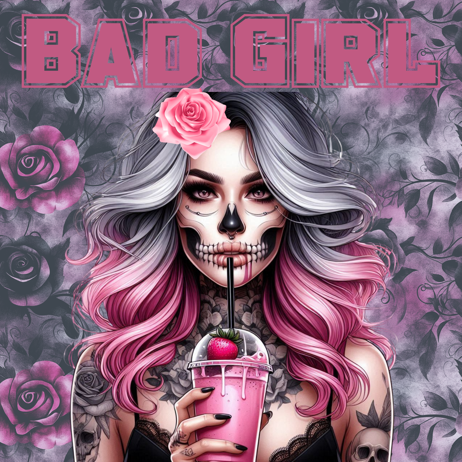Motif numérique - Femme skull bad girl