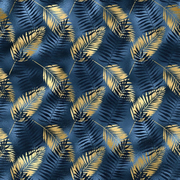 Feuille bleu et doré ( coton )