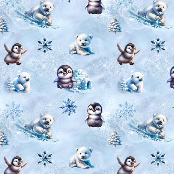 Pinguin et ours polaire - motif numérique répétable