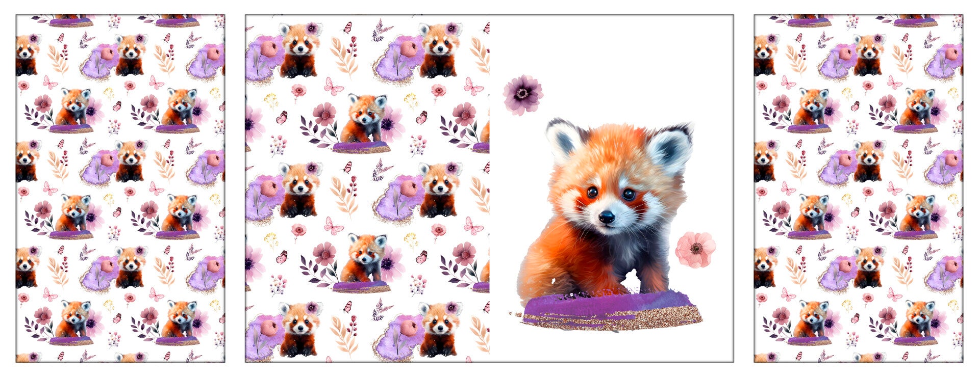 Kit protège carnet de santé Panda Roux Fleuris