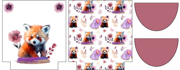 Panneau sac maternelle Panda Roux Fleuris EN STOCK