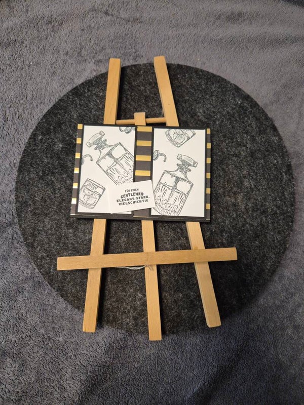 Grußkarte Whisky schwarz/gold