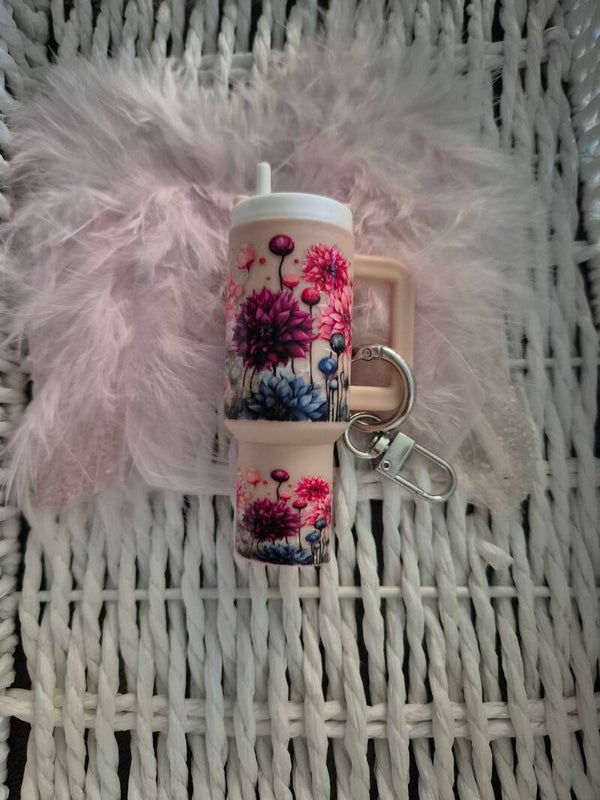 Mini Tumbler Schlüsselanhänger Flower Beige