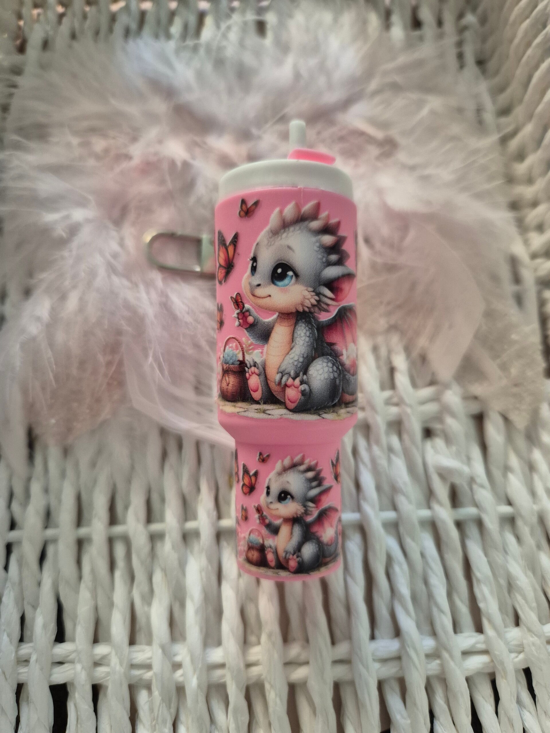 Mini Tumbler Schlüsselanhänger Drache rosa
