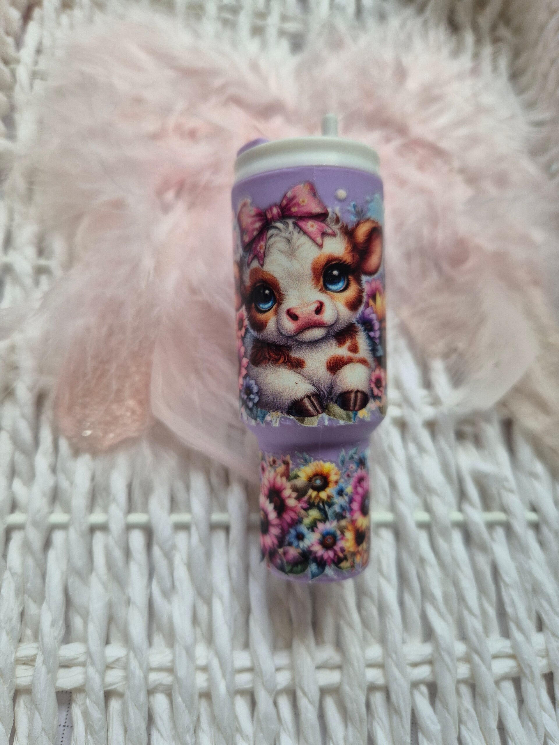 Mini Tumbler Schlüsselanhänger Kuh mit schleife