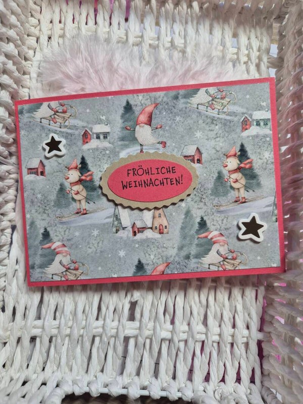 Weihnachtskarte Wichtel Glitzer