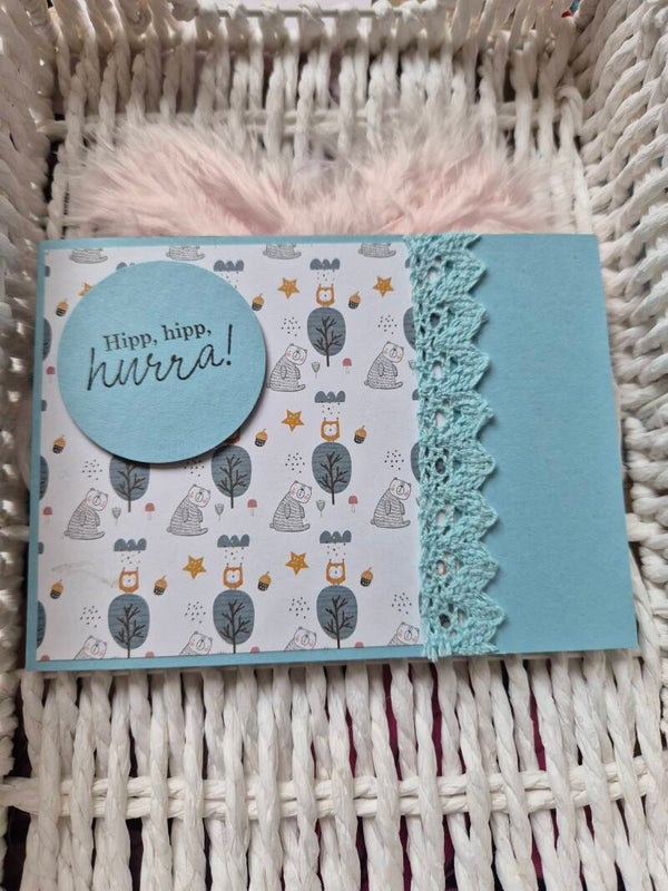 Geburtskarte Tiermotiv blau