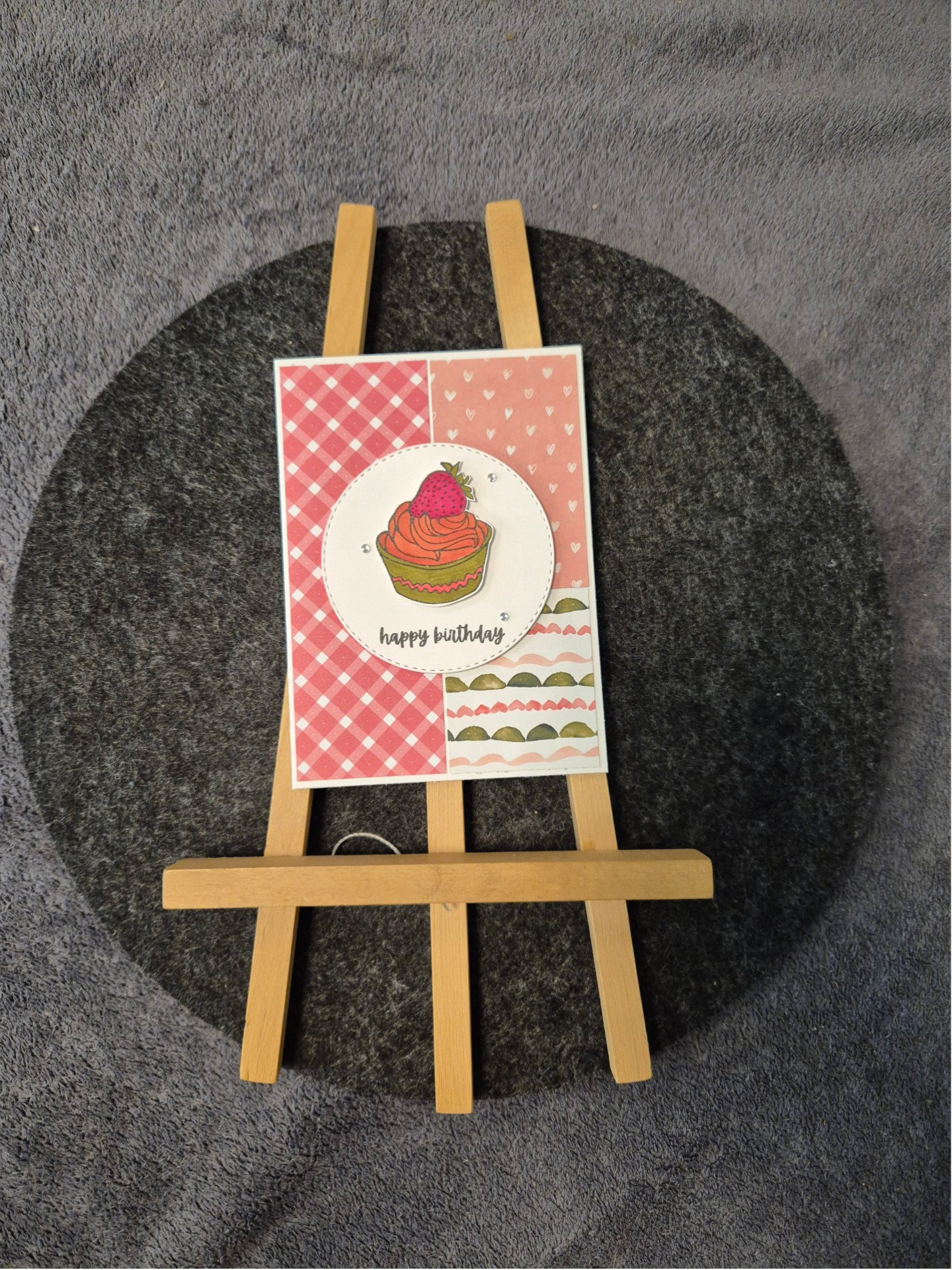 Grußkarte Geburtstag Erdbeer Cupcake