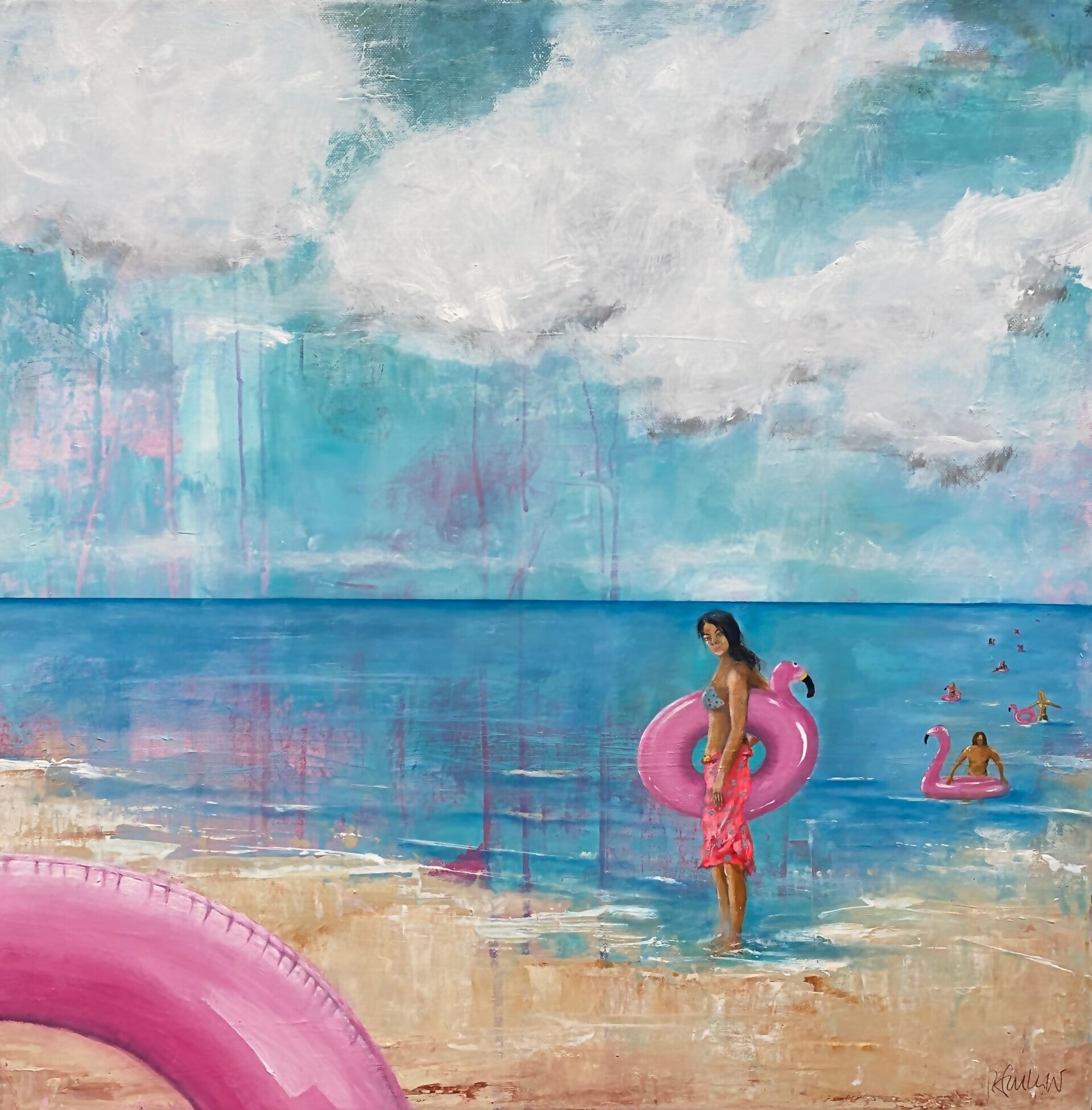Original Gemälde „Welcome to Flamingo Bay“