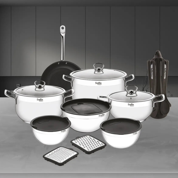 Batería De Cocina Sofia Deluxe 22 Piezas Acero Inox Prestige
