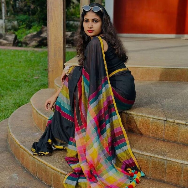Mull Cotton Chandheri Rainbow Saree  PRS 260612