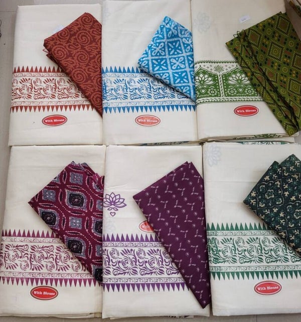 Kuthampulli Handlooms  100% Cotton Set Saree AKH60