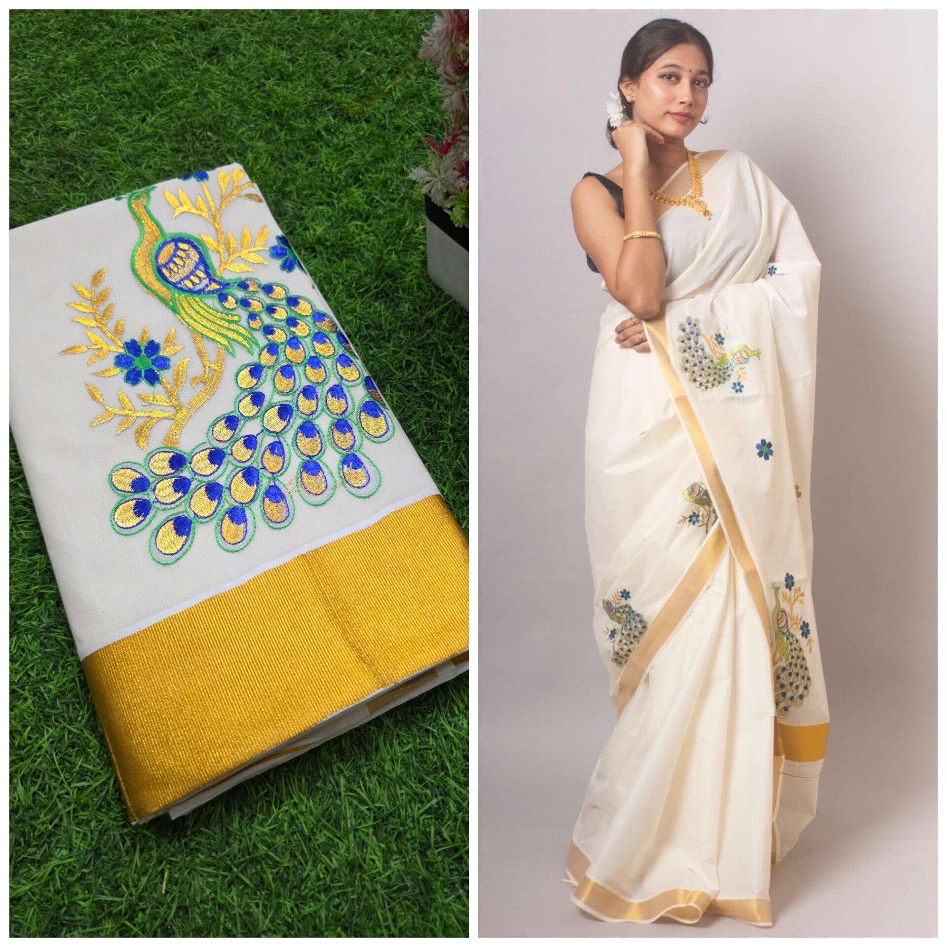 Kerala  Traditional  Saree More  Embroidery