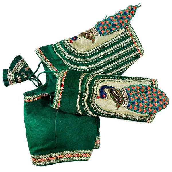 Saree Blouse Green Embroidery  PUAH 1225