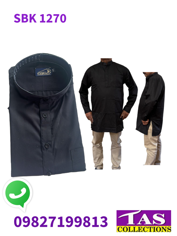 Mens Black Cotton  Kurtha SBK 1271