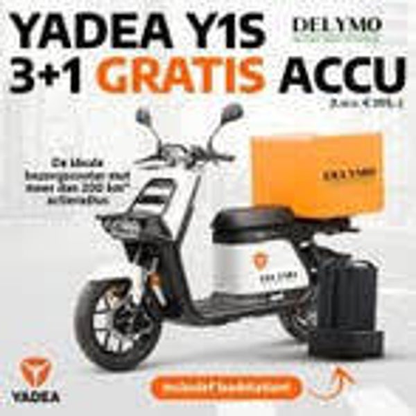 Yadea Y1S bezorgscooter Actie 3+1 accu gratis t.w.v. 999,-