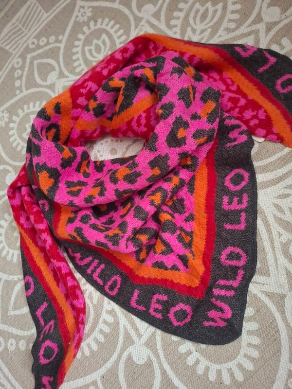 DREIECKTUCH Wild Leo ANTHRAZIT/PINK