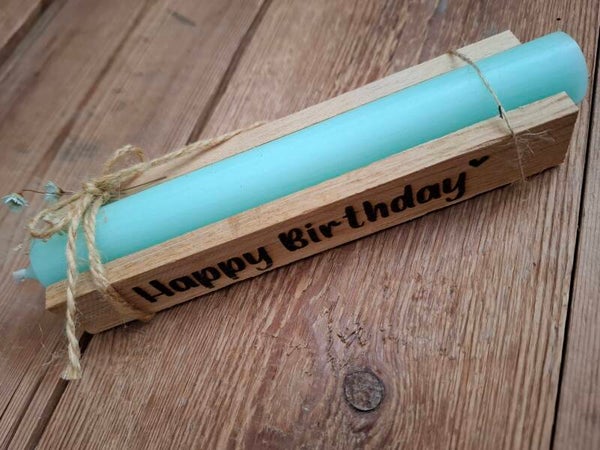 HOLZBOX Happy Birthday mit STABKERZE mint