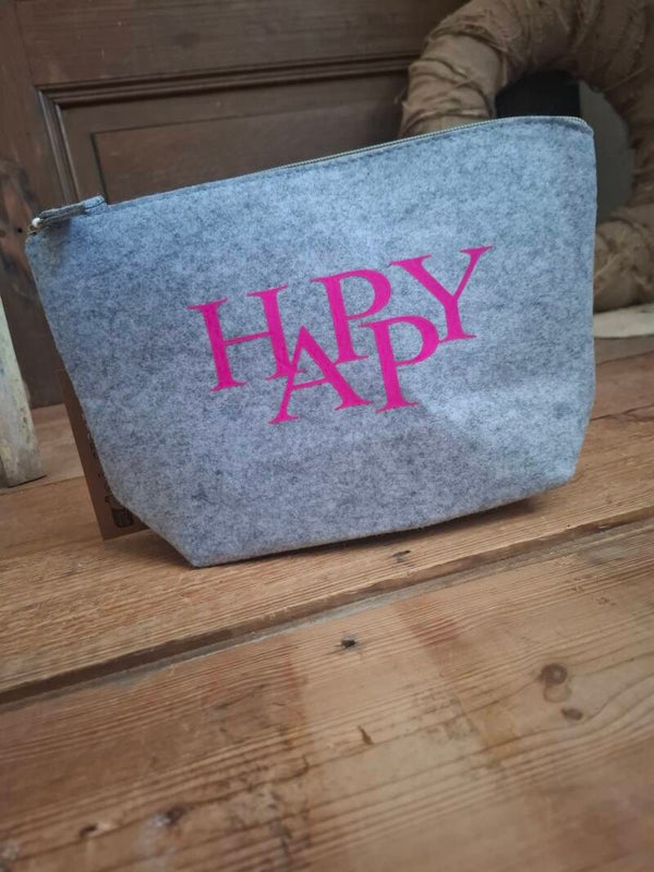 KULTURTASCHE grau,HAPPY