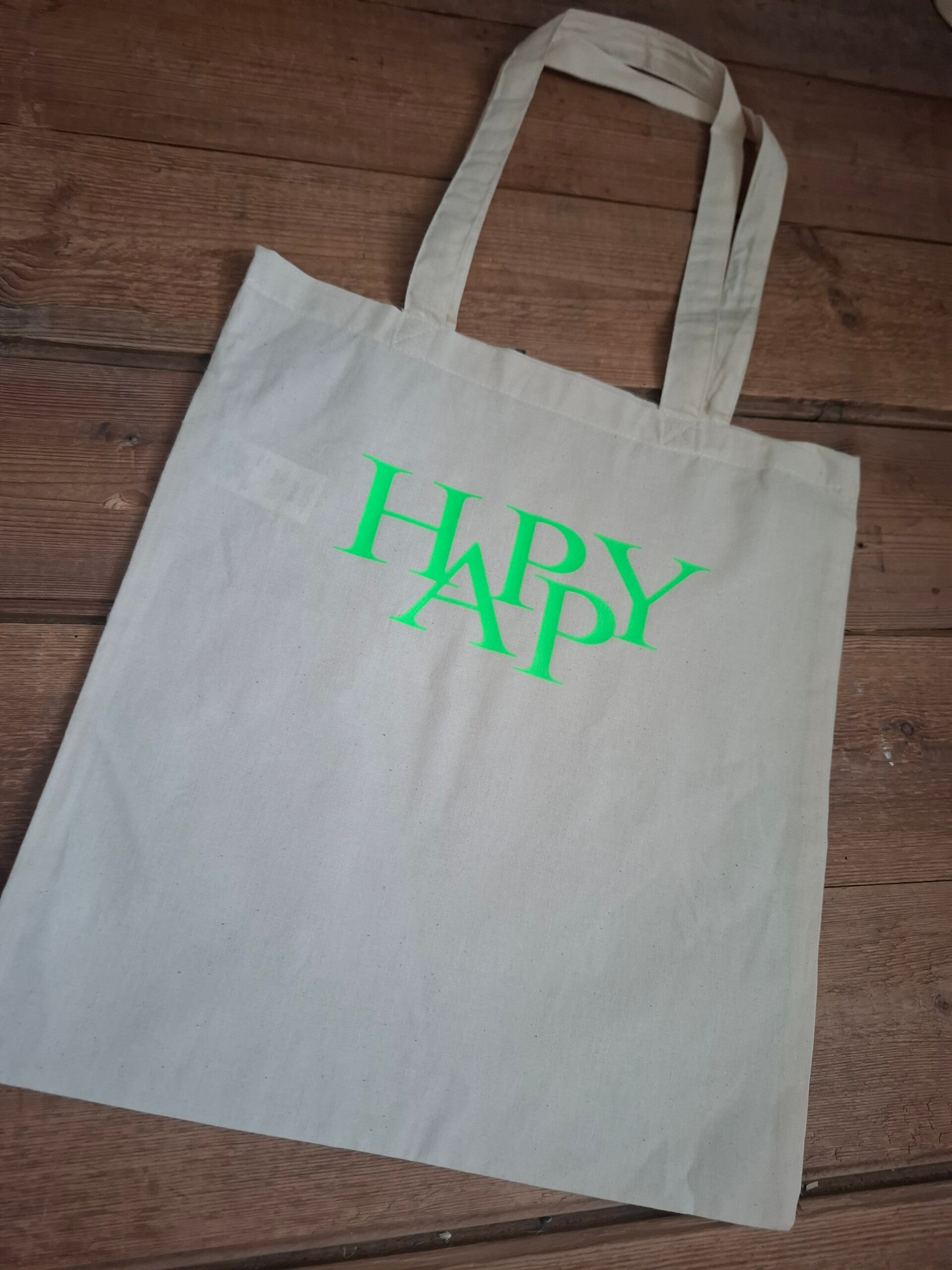 BAUMWOLLTASCHE Happy neongrün,natur