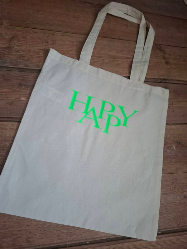 BAUMWOLLTASCHE Happy neongrün,natur