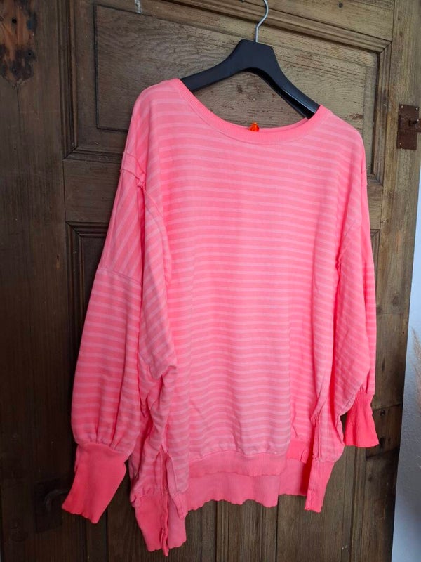 OVERSIZE Sweater Streifen - KORALLE