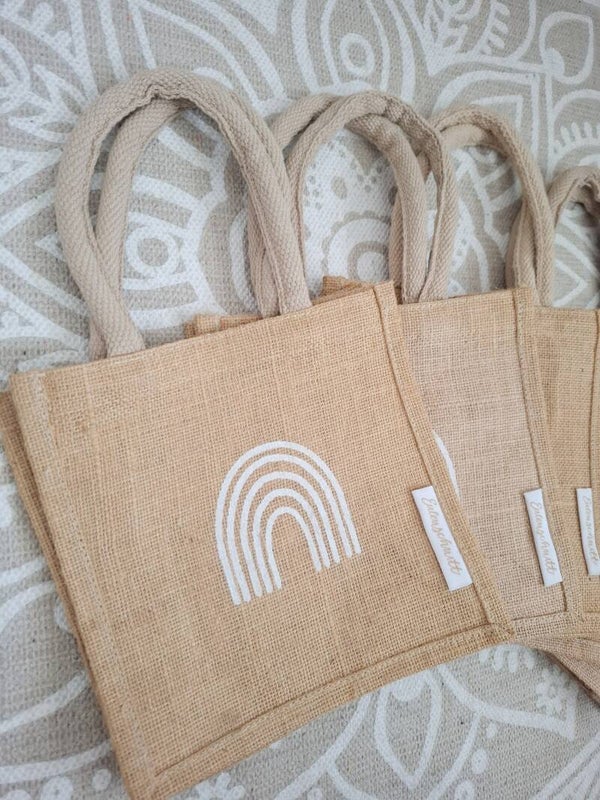 JUTETASCHE klein mit REGENBOGEN