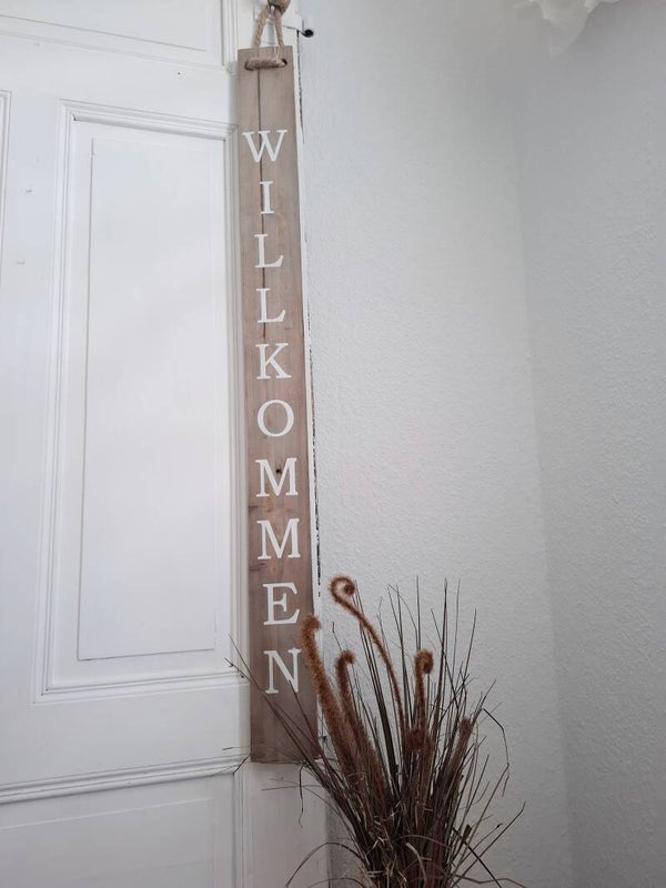 TÜRSCHILD Willkommen HOLZ