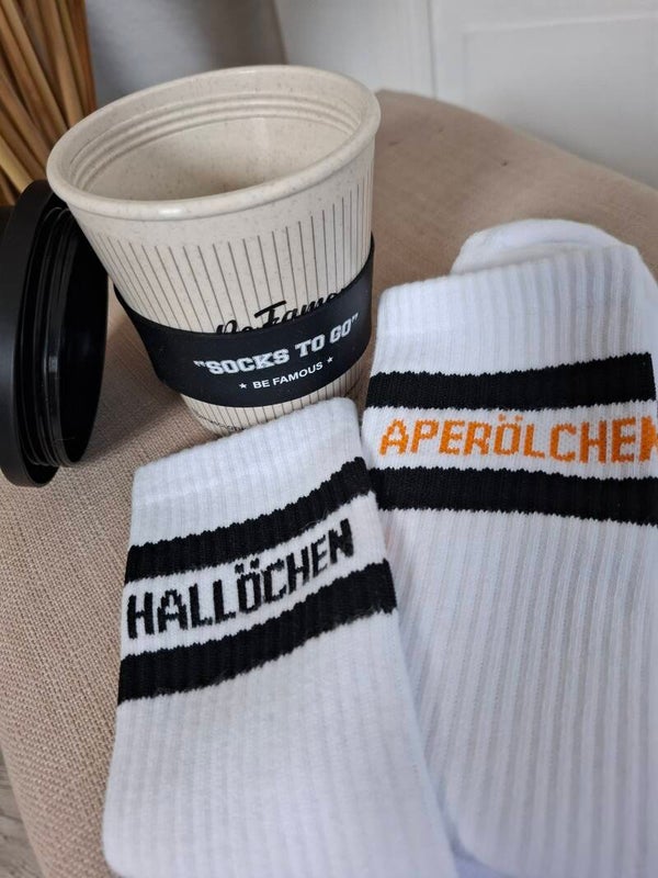 BE FAMOUS Socken Aperol inkl.To Go TRINKBECHER