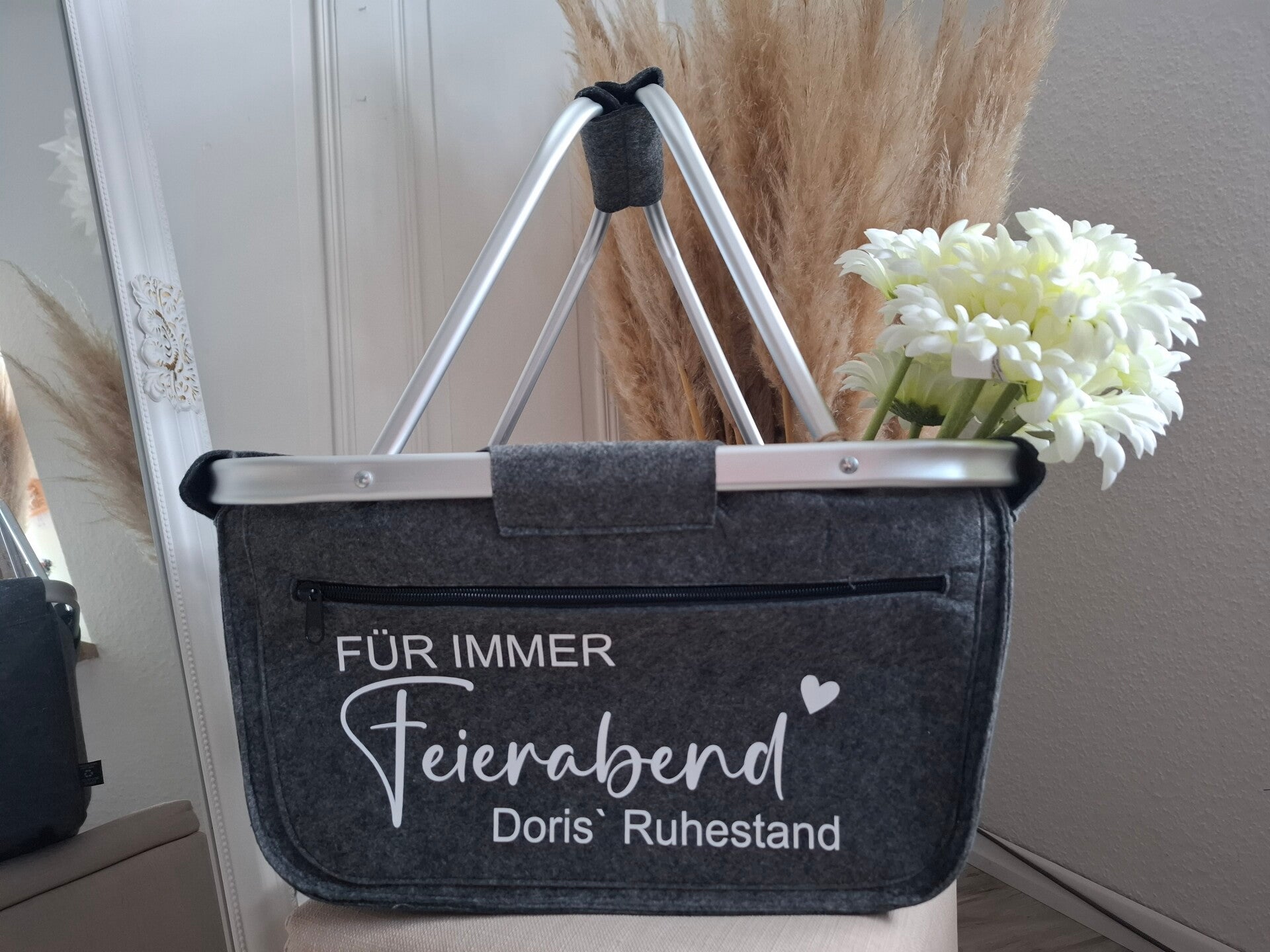 EINKAUFSKORB FILZ anthrazit Geschenkidee zur RENTE