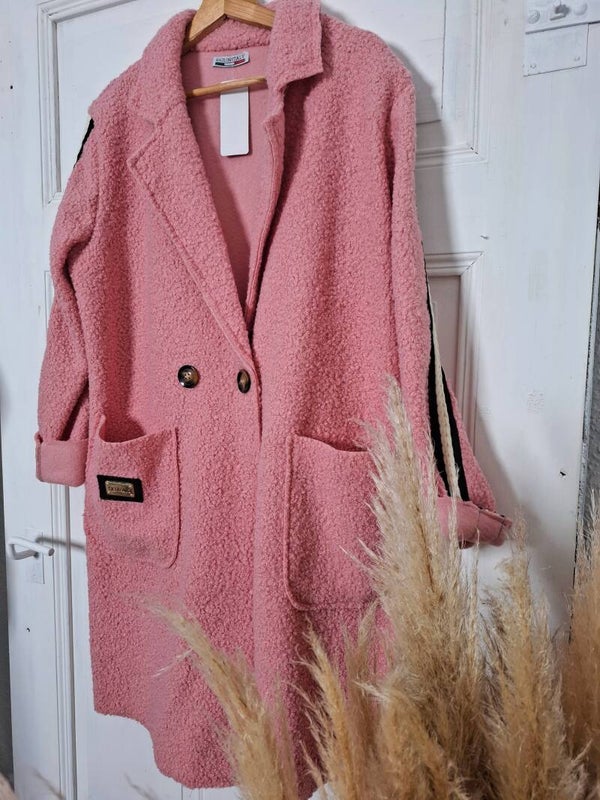 BOUCLE´ MANTEL Streifen ALTROSA