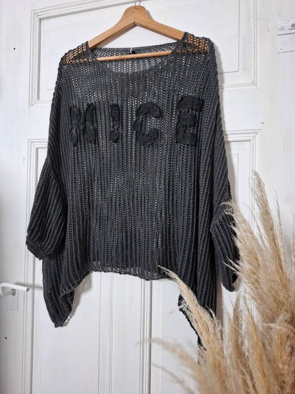 HÄKEL PULLOVER anthrazit