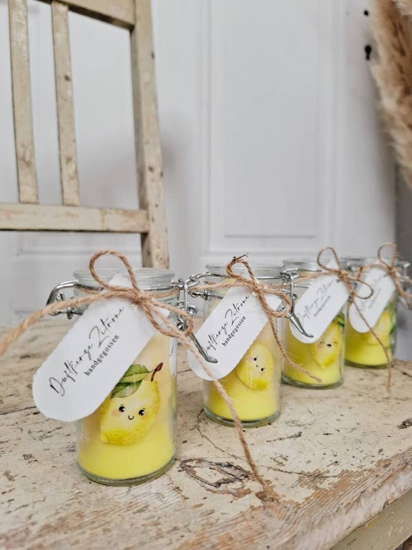 HANDGEGOSSENE Kerze ZITRONE