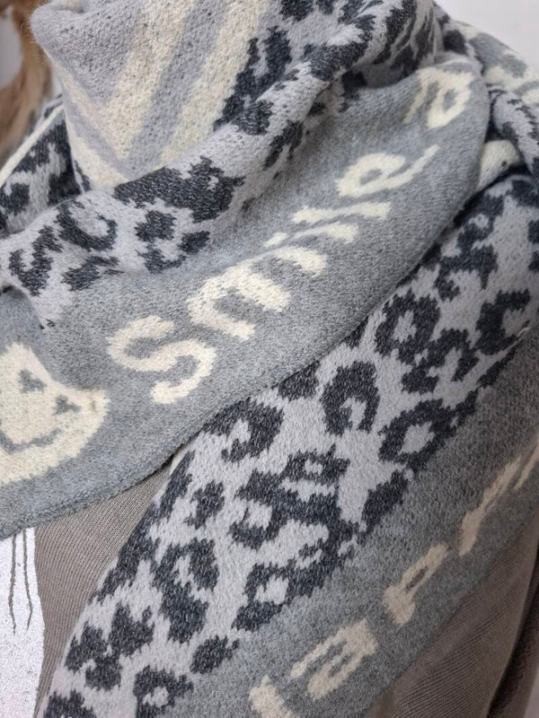 WOLLSCHAL Smiley HELLGRAU