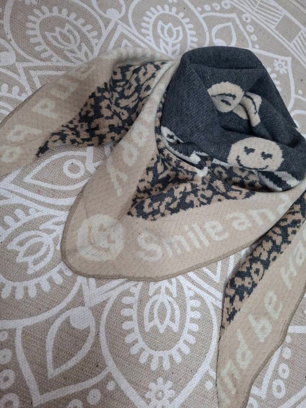 WOLLSCHAL Smiley BEIGE/ANTHRAZIT