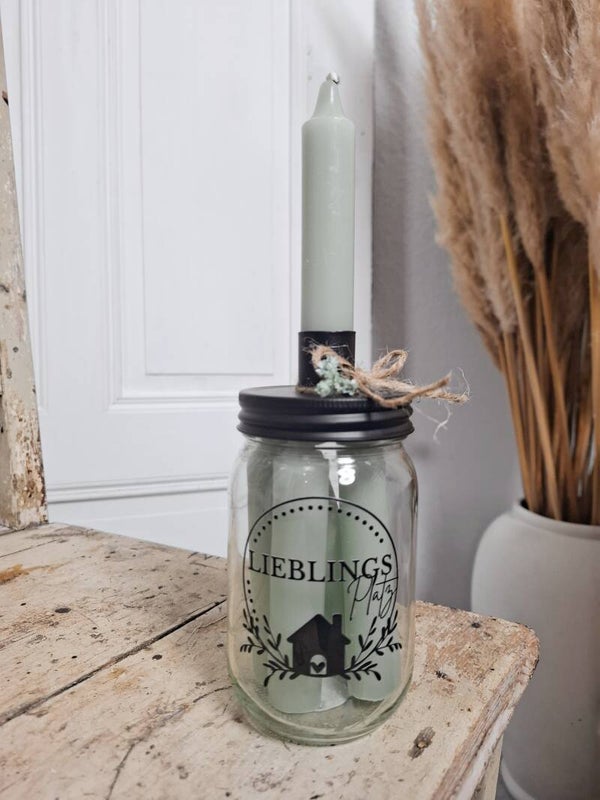 GLAS mit Kerzen LIEBLINGSPLATZ
