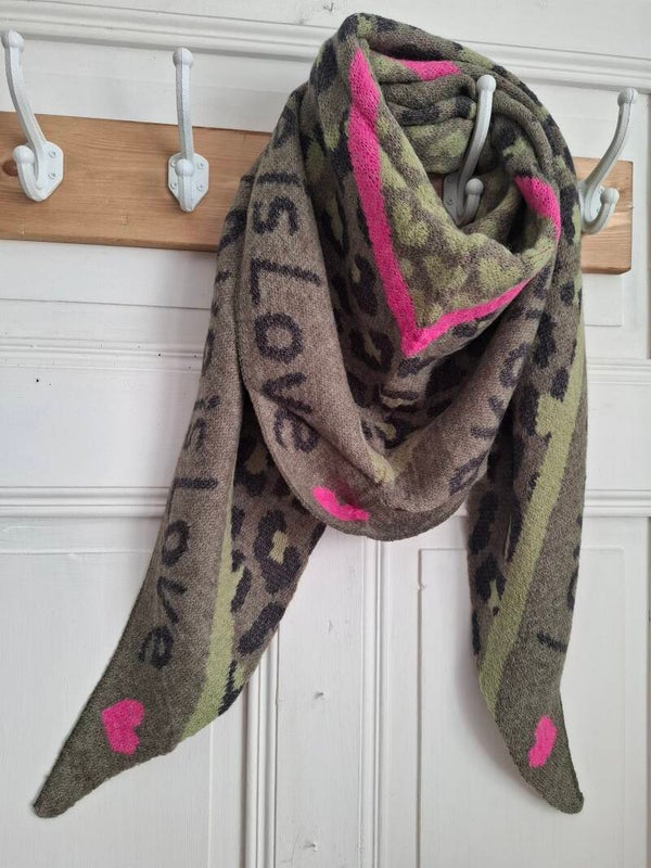 WOLLSCHAL Kahki/pink