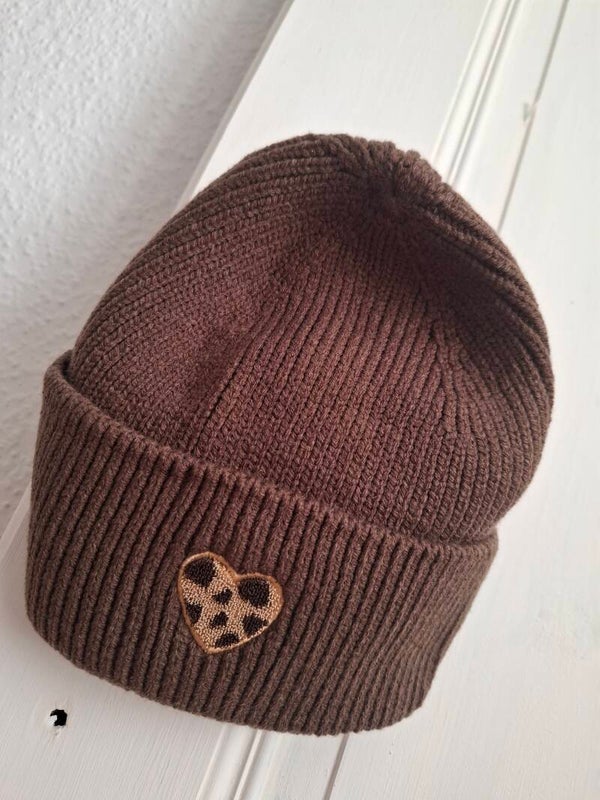 STRICKMÜTZE braun LEO HERZ
